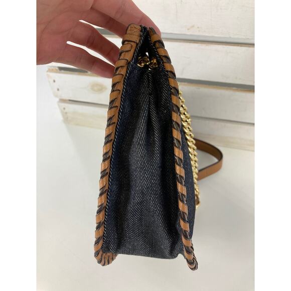 MICHAEL KORS SMALL DENIUM AND BROWN LEATHER SHOULDER BAG - Picture 4 of 10